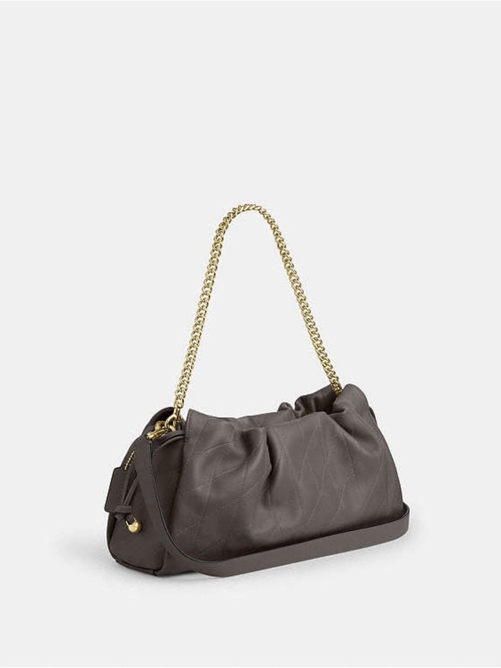 Coach Faye Large Shoulder Bag in Gray Quilting with Gold Chain - Picture 5 of 13